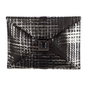 KARA ROSS Embossed Leather Clutch